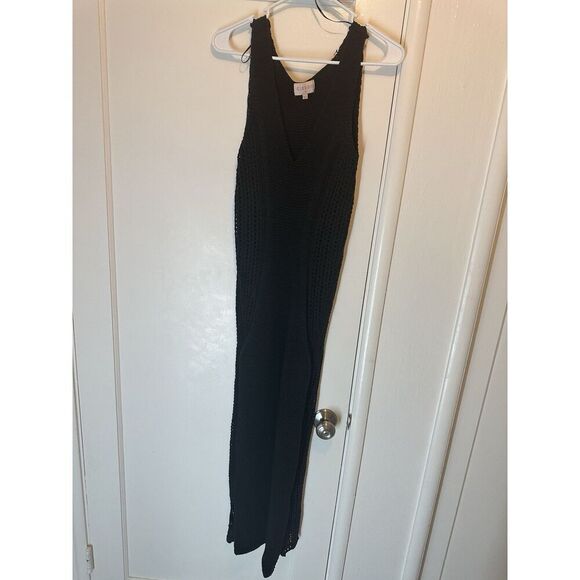 Ciebon Sweater Tank Dress M Black Knit Midi Slip Liner Sleeveless - Picture 2 of 9